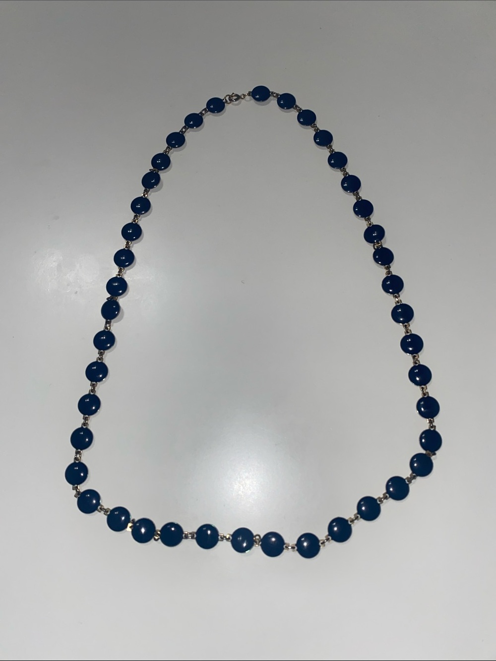 Navy Bead and Gold Tone Necklace